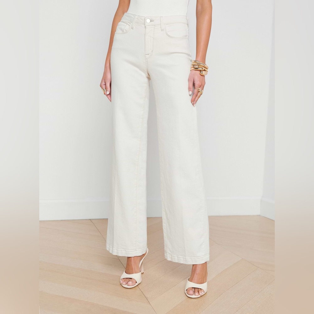 L'AGENCE Scottie Wide-Leg High Rise White Jeans Sz 28